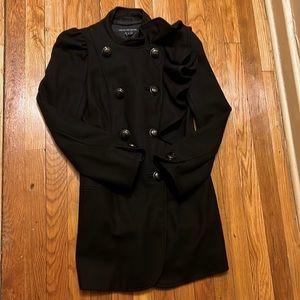 French Connection Black Wool Trench